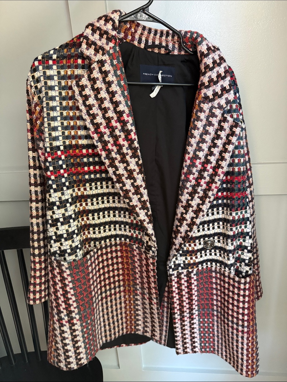 French Connection Multicolor Houndstooth Tweed Blazer - size US 4